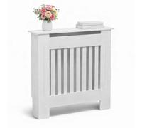 Oypla Small White Wooden Slatted Grill Radiator Cover Mdf Cabinet