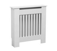 Oypla Small White Wooden Slatted Grill Radiator Cover MDF Cabinet