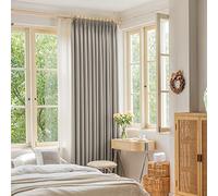 OYRING Blackout Pinch Pleated Curtain 72 Inch Wide by 84 Inch Long, Triple Weave Thermal Insulated Pinch Pleat Drape with Tieback for Bedroom, Light Grey, 1 Panel