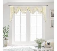 OYRING Off-white Sheer Window Curtains Valance for Living Room Waterfall Swag Valance for Bedroom Rod Pocket Topper Curtains (1 Panel, W110 Inch)