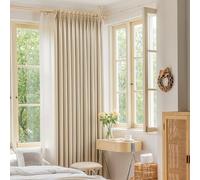OYRING Pinch Pleat Curtain 84 Inches Long, Room Darkening Thermal Insulated Pleated Drape with Hooks Tieback for Living Room, Bedroom, Beige Cream, 52''W x 84''L, 1 Panel