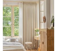 OYRING Pinch Pleat Curtain Room Darkening 108 Inches Long, Thermal Insulated Solid Long Pleated Drape Panel with Tieback for Bedroom Living Room, 52" W x 108" L, Beige Cream, 1 Panel