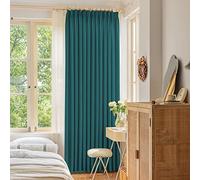 OYRING Pleated Curtain 52W x 96L Inches Window Treatment Indoor Outdoor Blackout Pinched Pleated Drape with Hooks Tieback for Living Room Bedroom, Teal, 1 Panel