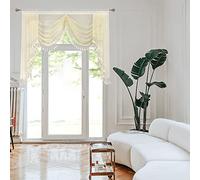 OYRING Waterfall Sheer Window Valances for Kitchen - Topper Curtains Tassels Swag Valances for Living Room Rod Pocket Valance Curtains (Off-White, W59 Inch)