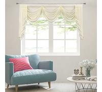 OYRING Waterfall Window Curtain Valance for Living Room Sheer Tassels Swag Valances for Bedroom Rod Pocket Valance Curtains (Off-White, W89 Inch)