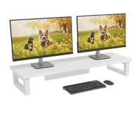 OYRREU Dual Monitor Stand, 91x26cm Desk Shelf Double Monitor Riser for Laptop PC Computer Screen Monitor Stand Desktop Organiser for Working Gaming, White