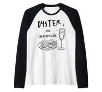 Oyster and Champagne Pairing Seafood Lover Food Drink Design Raglan Baseball Tee