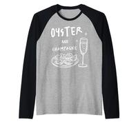 Oyster and Champagne Pairing Seafood Lover Food Drink Design Raglan Baseball Tee