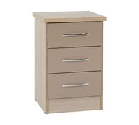 Oyster Gloss Light Oak Veneer 2 Drawer Nevada Bedside Table
