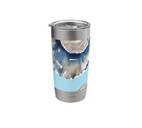 Oyster Half Shells with Light Blue Background Coastal Design Stainless Steel Insulated Tumbler