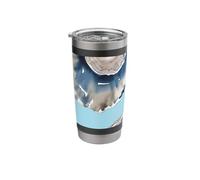 Oyster Half Shells with Light Blue Background Coastal Design Stainless Steel Insulated Tumbler