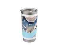 Oyster Half Shells with Light Blue Background Coastal Design Stainless Steel Insulated Tumbler