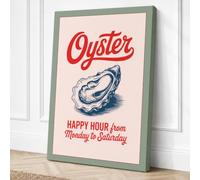 Oyster Happy Hour Vintage Canvas Wall Art Print 24x16 Inch | Ready to Hang, Gallery Wrapped, Fade-Resistant Inks, Securely Packaged, UK Made