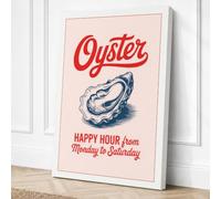 Oyster Happy Hour Vintage Canvas Wall Art Print 24x16 Inch | Ready to Hang, Gallery Wrapped, Fade-Resistant Inks, Securely Packaged, UK Made