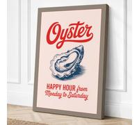 Oyster Happy Hour Vintage Canvas Wall Art Print 24x16 Inch | Ready to Hang, Gallery Wrapped, Fade-Resistant Inks, Securely Packaged, UK Made