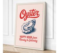 Oyster Happy Hour Vintage Canvas Wall Art Print 24x16 Inch | Ready to Hang, Gallery Wrapped, Fade-Resistant Inks, Securely Packaged, UK Made