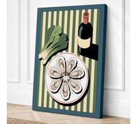 Oyster Plate Flatlay Canvas Wall Art Print 24x16 Inch | Ready to Hang, Gallery Wrapped, Fade-Resistant Inks, Securely Packaged, UK Made