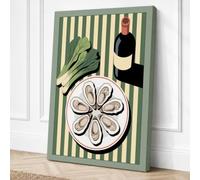Oyster Plate Flatlay Canvas Wall Art Print 24x16 Inch | Ready to Hang, Gallery Wrapped, Fade-Resistant Inks, Securely Packaged, UK Made