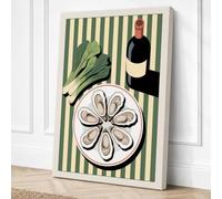 Oyster Plate Flatlay Canvas Wall Art Print 24x16 Inch | Ready to Hang, Gallery Wrapped, Fade-Resistant Inks, Securely Packaged, UK Made