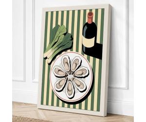 Oyster Plate Flatlay Canvas Wall Art Print 24x16 Inch | Ready to Hang, Gallery Wrapped, Fade-Resistant Inks, Securely Packaged, UK Made