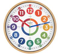 Oyster&Pop 14 Inch Learning Clock for Kids, Extra Large Silent Analogue Wall Clock for Classrooms and Kids' Bedrooms - Children Learn to Tell Time Easily