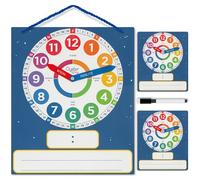Oyster&Pop Learn to Tell the Time Clock for Kids 3 Pack - Award-Winning Dry Erase Teaching Clocks for Children - 1 Large Magnetic Clock + 2 Practice Clocks - with eBook