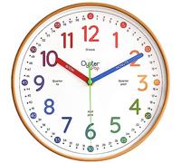 Oyster&Pop Rainbow Kids Wall Clock - Silent 10" Analogue Learning Clock