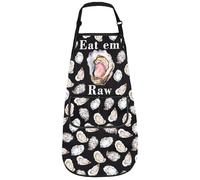Oyster Shucking Apron For Oysters Lover Seafood Oyster Shucker Apron Grill Kitchen Aprons Eat 'Em Raw (Raw apron3)