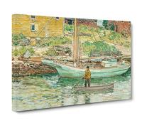 Oyster Sloop By Childe Hassam Canvas Print | Gallery Wrapped 30mm Frame Wall Art | 30x20 inches | Ready to Hang | Classic Picture | Living Room Bedroom Lounge Office