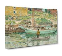 Oyster Sloop By Childe Hassam Canvas Print | Gallery Wrapped 30mm Frame Wall Art | 30x20 inches | Ready to Hang | Classic Picture | Living Room Bedroom Lounge Office