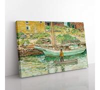 Oyster Sloop By Childe Hassam Classic Painting Canvas Wall Art Print Ready to Hang, Framed Picture for Living Room Bedroom Home Office Décor, 60x40 cm (24x16 Inch)