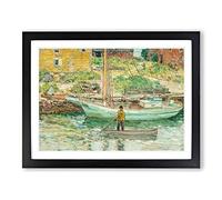 Oyster Sloop By Childe Hassam Classic Painting Framed Print | A3 Black Framed Wall Art | Ready to Hang | Classic Historical Picture | Living Room Bedroom Lounge Office