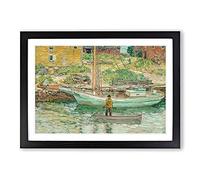 Oyster Sloop by Childe Hassam Framed Print | A2 Black Framed Wall Art | Ready to Hang | Modern Nature Picture | Living Room Bedroom Lounge Office