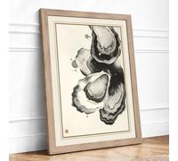 Oyster Study Botanical Framed Wall Art Print A2 (59.4×42cm) Oak, Wall Decor for Living Room, Bedroom, Office & Home, Ready to Hang, Art Gift