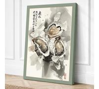 Oyster Study Japandi Canvas Wall Art Print 24x16 Inch | Ready to Hang, Gallery Wrapped, Fade-Resistant Inks, Securely Packaged, UK Made