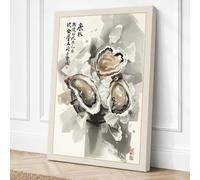 Oyster Study Japandi Canvas Wall Art Print 24x16 Inch | Ready to Hang, Gallery Wrapped, Fade-Resistant Inks, Securely Packaged, UK Made