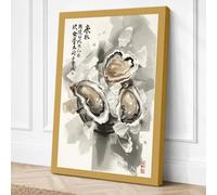 Oyster Study Japandi Canvas Wall Art Print 24x16 Inch | Ready to Hang, Gallery Wrapped, Fade-Resistant Inks, Securely Packaged, UK Made