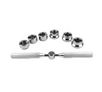 Oyster Style Watch Back Case Cover Opener Remover Closer 5537 with 6 Dies for Rolex Tudor Adjustable Wrist Watch Repair Fixer Tool Kit, Silver, Modern