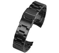 Oyster Watch Band Replacement For Seiko bracelet Curved Connectors 20mm, Black, 20mm, Modern