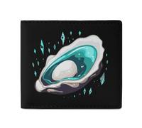 Oyster with Pearl Leather Bifold Wallet for Men Slim Card Cases with 2 Slots Minimalist Coin Purs