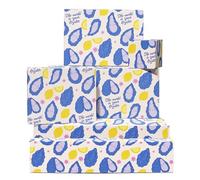 Oyster Wrapping Paper - Oysters, Food Theme, Humour, Sea Theme - 6 Sheets of Giftwrap for Friends Coworkers Men Women - All Occasion Birthday - Comes With Stickers by Central 23