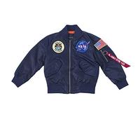 OYSTERBOY Boys' Oyster NASA Ma-1 Flight Jacket Military Coat for Kids (105Cm（4T）, Replica Blue)
