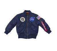 OYSTERBOY Youth NASA MA-1 Flight Light Weight Jacket Military Coat for Kids Boys - Blue - 6 Years(115 cm)