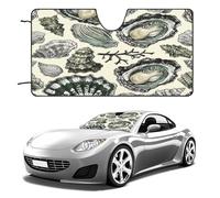 Oysters and Shells Car Windshield Sun Shade - Reflector Sunshade Offers Ultimate Protection for Car Interior, Cool Reflective Sun Blocker Fits Small Sedans, Mini SUVs 55"x30"