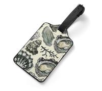 Oysters and Shells Luggage Tags with Information Card & Detachable Strap - Durable PU Scratch-Resistant Name ID Identifiers for Suitcases, Travel Bags, Backpacks, and Gym Bags