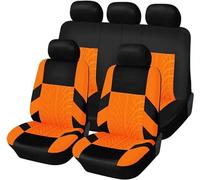 OYTHO Car Seat Cover Sets for Dacia Duster 2000-2023, Embossed Print Cloth Design, Polyester, Washable, Easy Fit, Orange