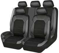OYTHO Car Seat Covers Full Set for Nissan Micra K14 2017-2022, Leather Seat and Headrest Covers Side Airbag Compatible 5-seater Accessories,B/Grey