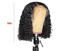 Oytrui 150% Density Water Wave Wig, Brazilian Curl Bob Wig, Soft & Breathable, Adjustable Size with Rose Net for Good Elasticity