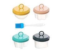 Oytrui 4 PCS Silicone Egg Poaching Cups, Egg Cooker Nonstick Poached Egg Maker for Breakfast Desserts Kitchen Use (Four-Color Suit (with Oil Brush)