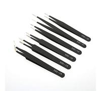 Oytrui 6PCS Anti Static Tweezers, Stainless Steel Precision Tweezer Set with Fine Tip for Electronics, Rhinestones, Watches and Glasses